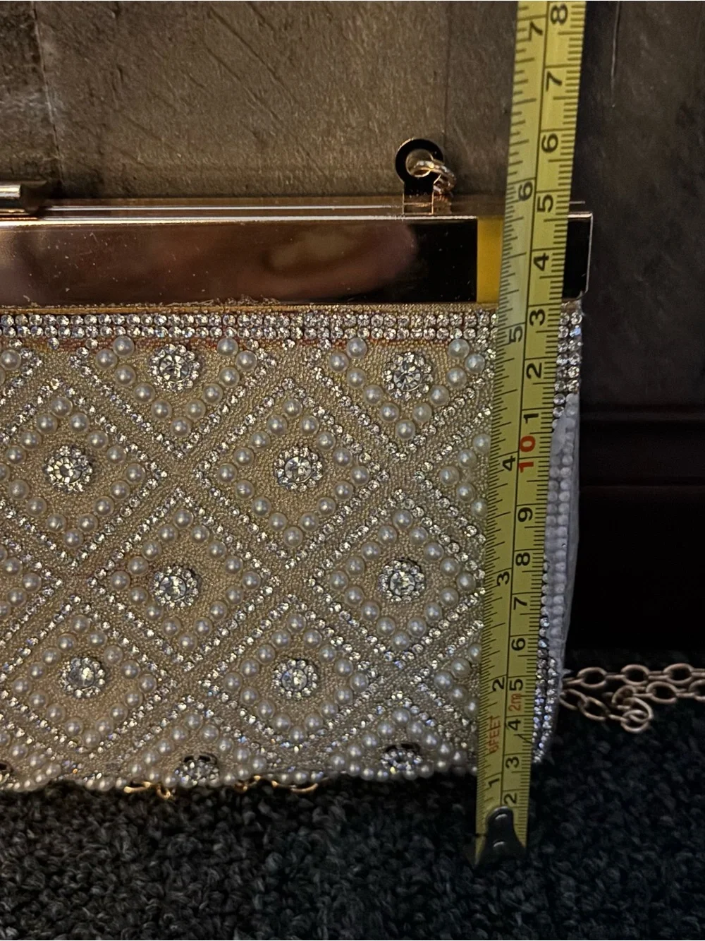 Embellished Gold Evening Clutch - Elegant Sparkle